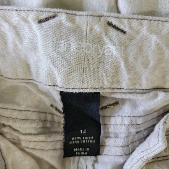 Lane Bryant Linen Cotton Blend Crop Pants Contrast Stitch Tan Pockets Size 14 - Picture 7 of 12